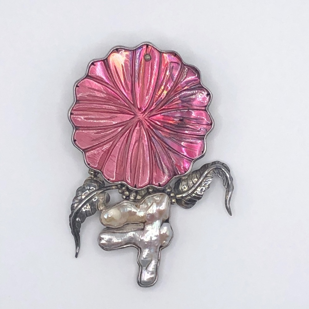 Sterling Som’s Flower Brooch with Natural Pearl